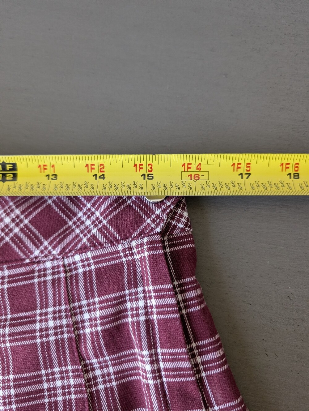 Divided Maroon Plaid Pleated Skirt Mini Skaters Size 10 Side Zip - Picture 5 of 11